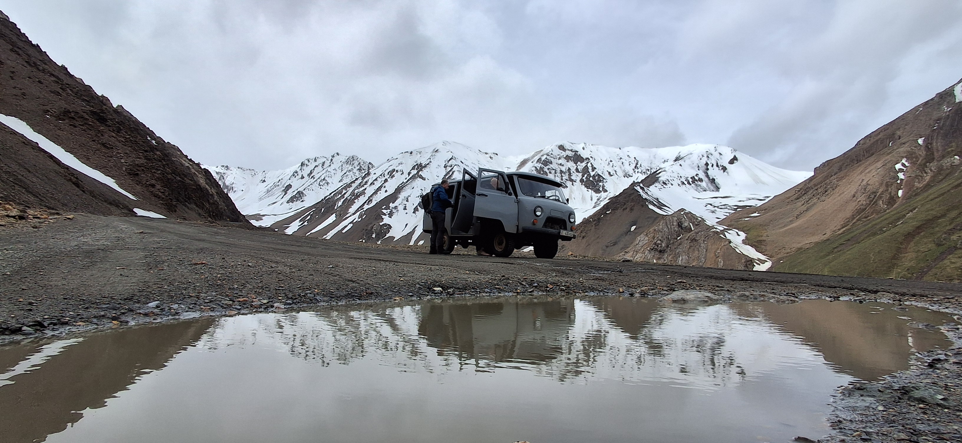 Jeep tour through remote canyon in Kyrgyzstan